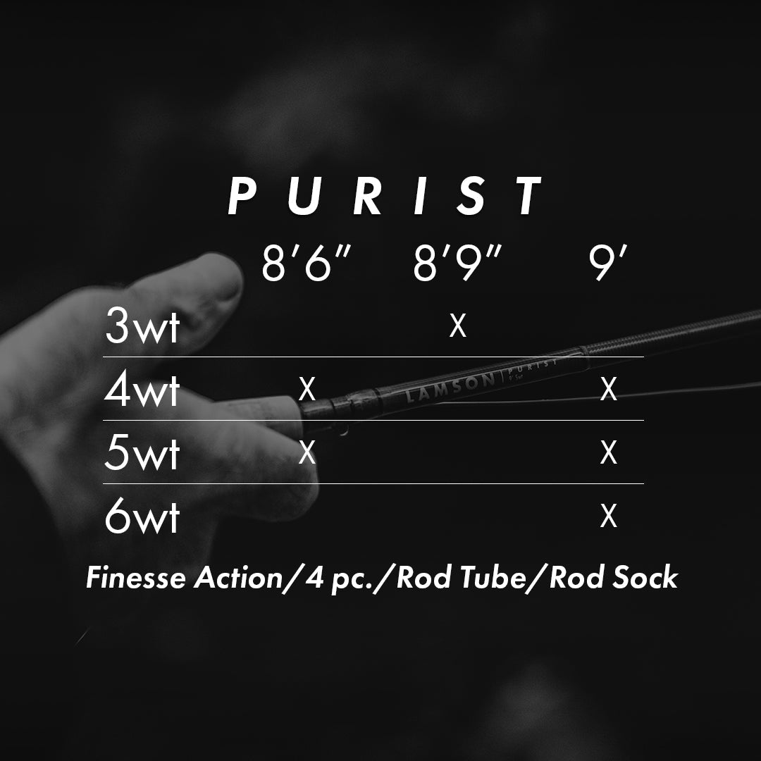 Lamson Purist 4-Piece Fly Rod – Medium Fast Freshwater Fly Rod