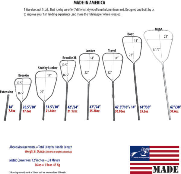 design a fishing net with measurement built in Rising - Boat Net - 38 inch Handle