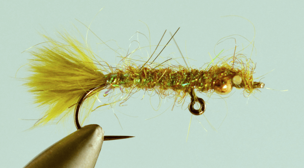 Olive Hot Head Damsel Trout Lures Trout Flies Size 10 